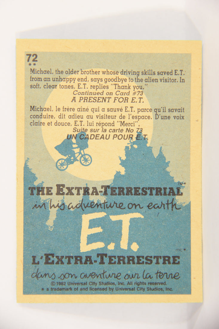E.T. The Extra-Terrestrial 1982 Trading Card #72 Michael's Farewell FR-ENG OPC L018099