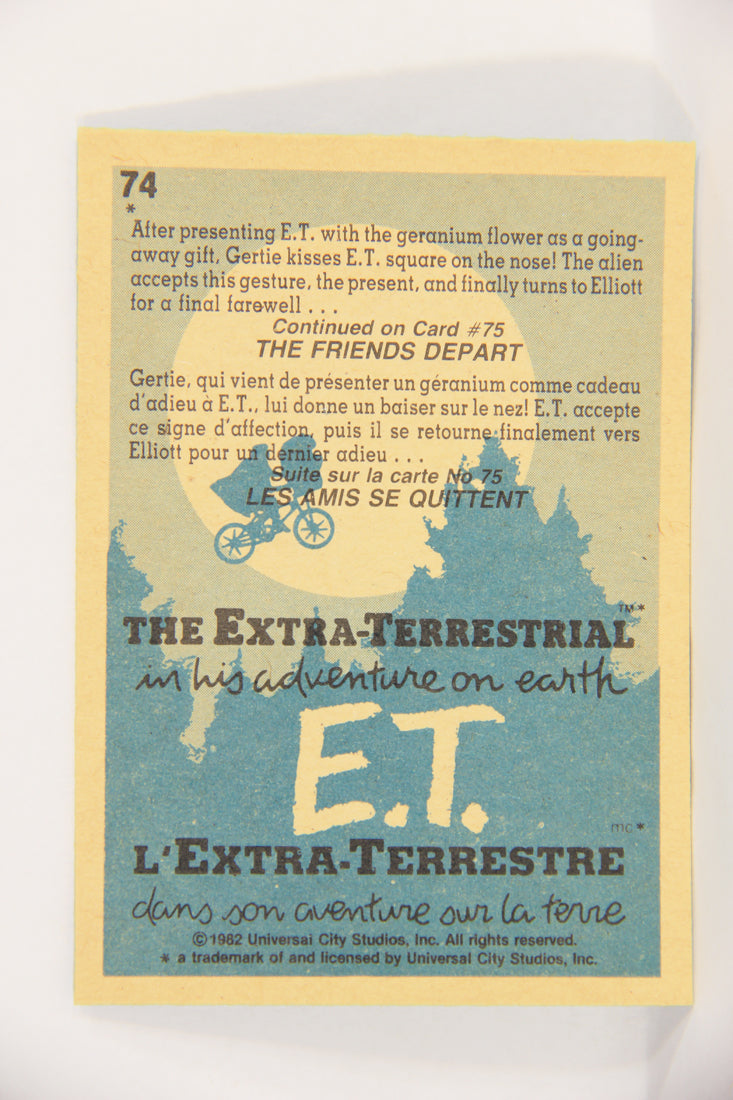 E.T. The Extra-Terrestrial 1982 Trading Card #74 Gertie's Goodbye Kiss FR-ENG OPC L018101