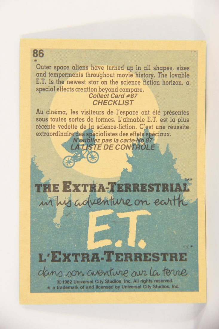 E.T. The Extra-Terrestrial 1982 Trading Card #86 Friendly Face From Space FR-ENG OPC L018113
