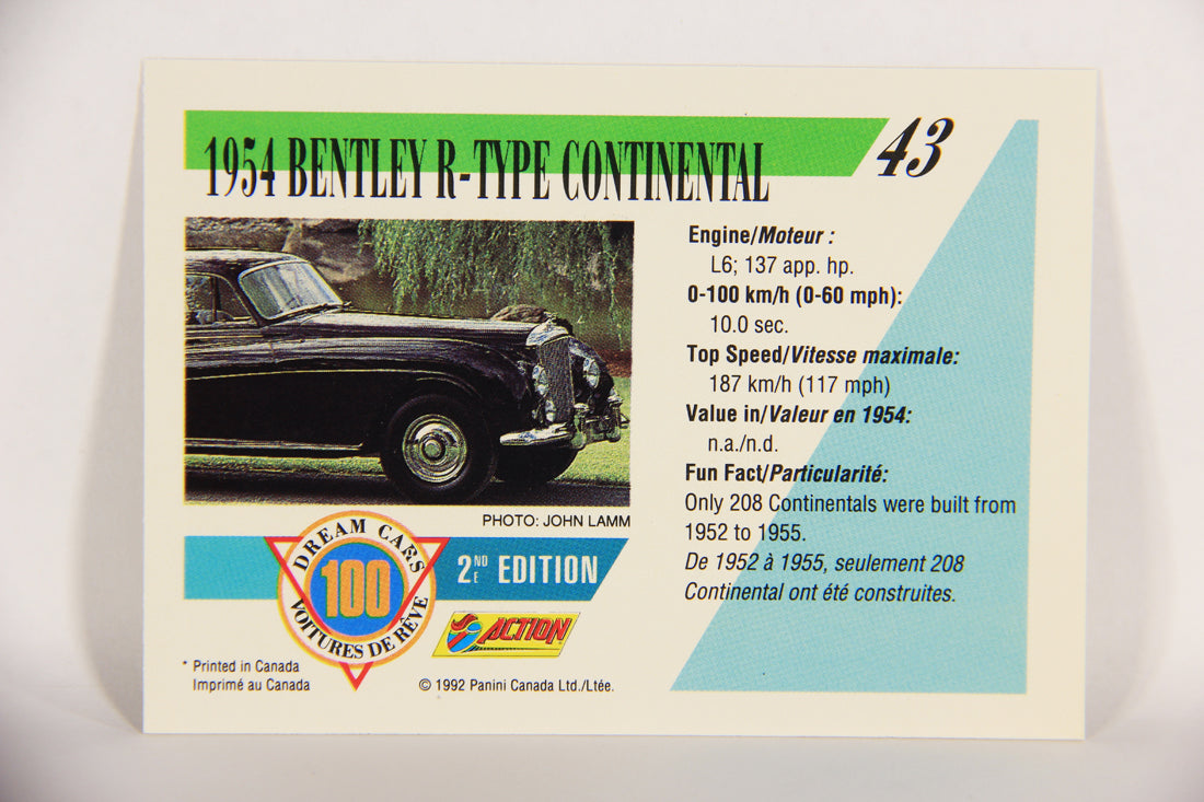 Dream Cars 2nd Edition 1992 Trading Card #43 - 1954 Bentley R-Type Continental L018516