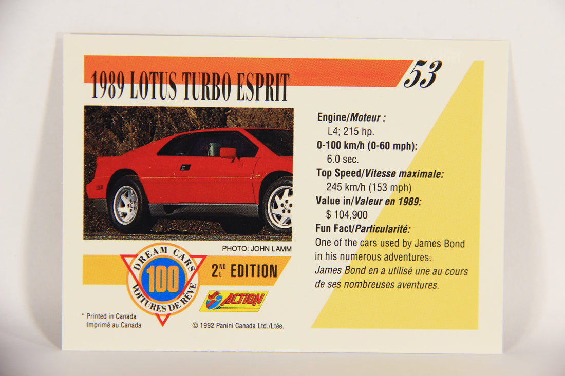 Dream Cars 2nd Edition 1992 Trading Card #53 - 1989 Lotus Turbo Esprit FR-ENG L018526