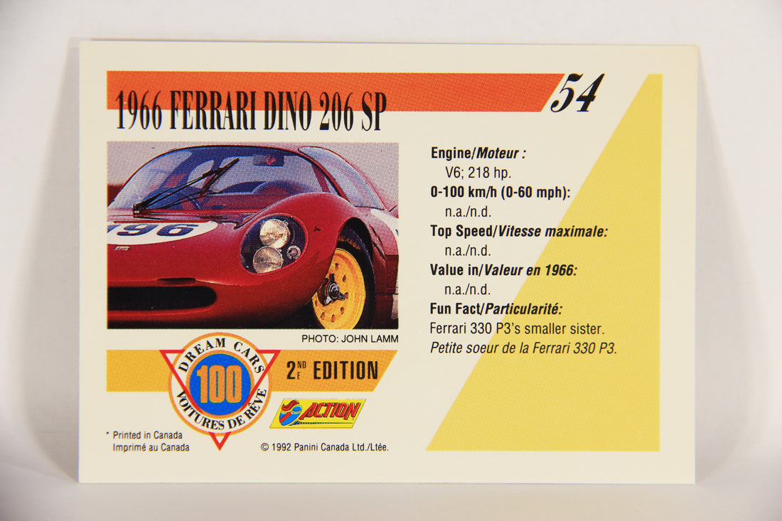Dream Cars 2nd Edition 1992 Trading Card #54 - 1966 Ferrari Dino 206 SP L018527
