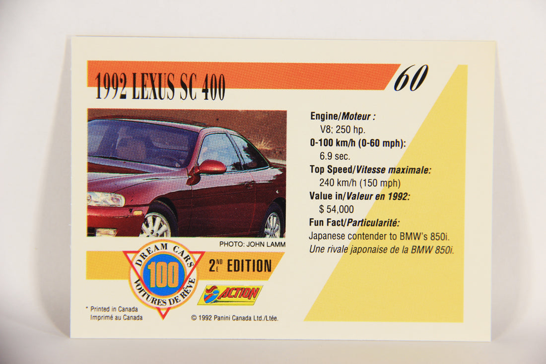 Dream Cars 2nd Edition 1992 Trading Card #60 - 1992 Lexus SC 400 FR-ENG L018533