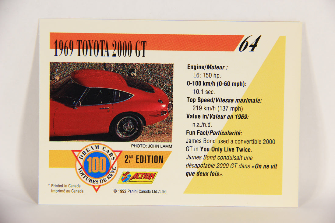 Dream Cars 2nd Edition 1992 Trading Card #64 - 1969 Toyota 2000 GT FR-ENG L018537