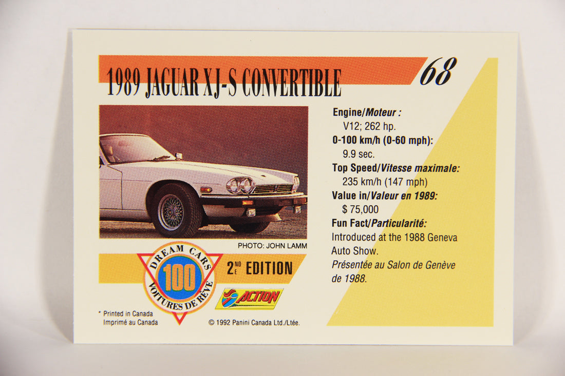 Dream Cars 2nd Edition 1992 Trading Card #68 - 1989 Jaguar XJ-S Convertible L018541