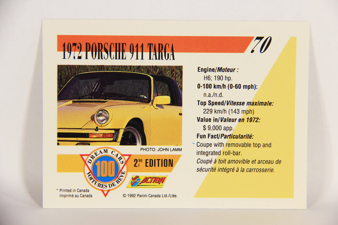 Dream Cars 2nd Edition 1992 Trading Card #70 - 1972 Porsche 911 Targa FR-ENG L018543