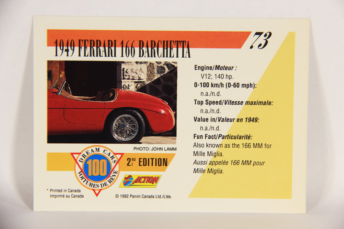Dream Cars 2nd Edition 1992 Trading Card #73 - 1949 Ferrari 166 Barchetta FR-ENG L018546