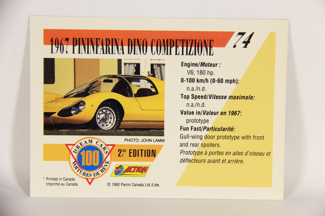 Dream Cars 2nd Edition 1992 Trading Card #74 - 1967 Pininfarina Dino Competizione L018547