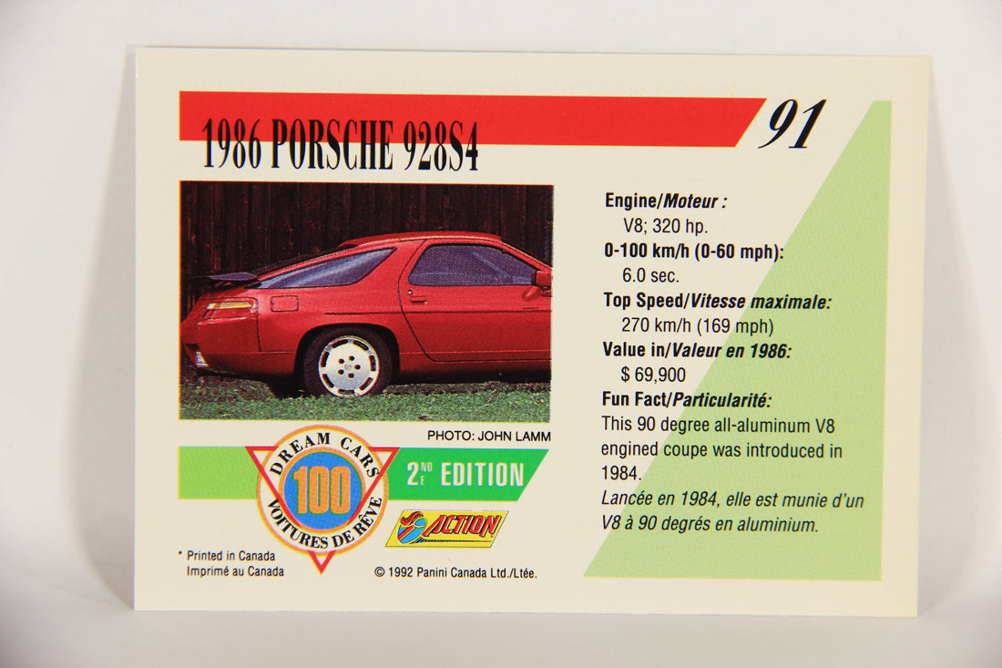 Dream Cars 2nd Edition 1992 Trading Card #91 - 1986 Porsche 928S4 FR-ENG L018564