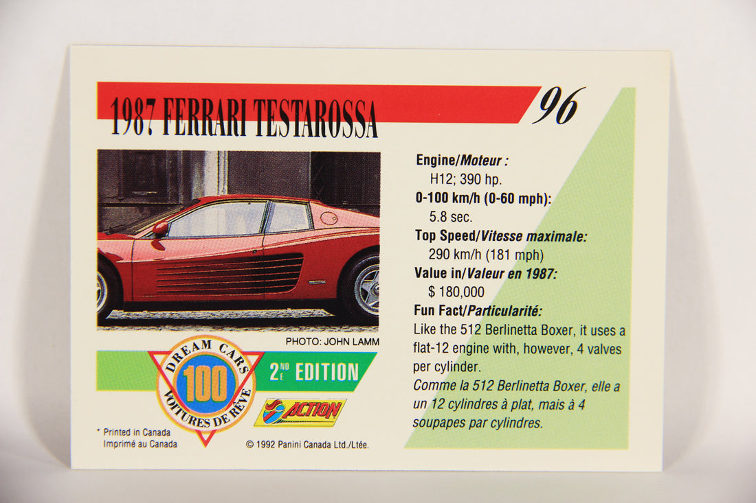 Dream Cars 2nd Edition 1992 Trading Card #96 - 1987 Ferrari Testarossa FR-ENG L018569