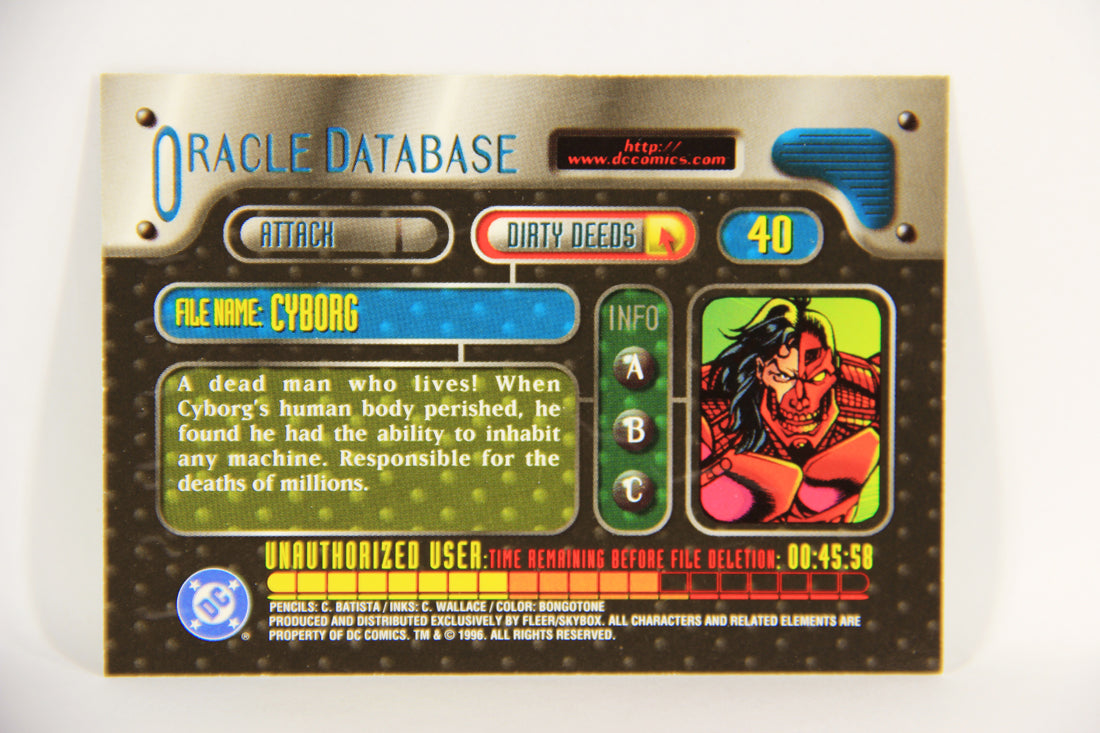 DC Outburst Firepower 1996 Trading Card #40 Cyborg Embossed Card L018623