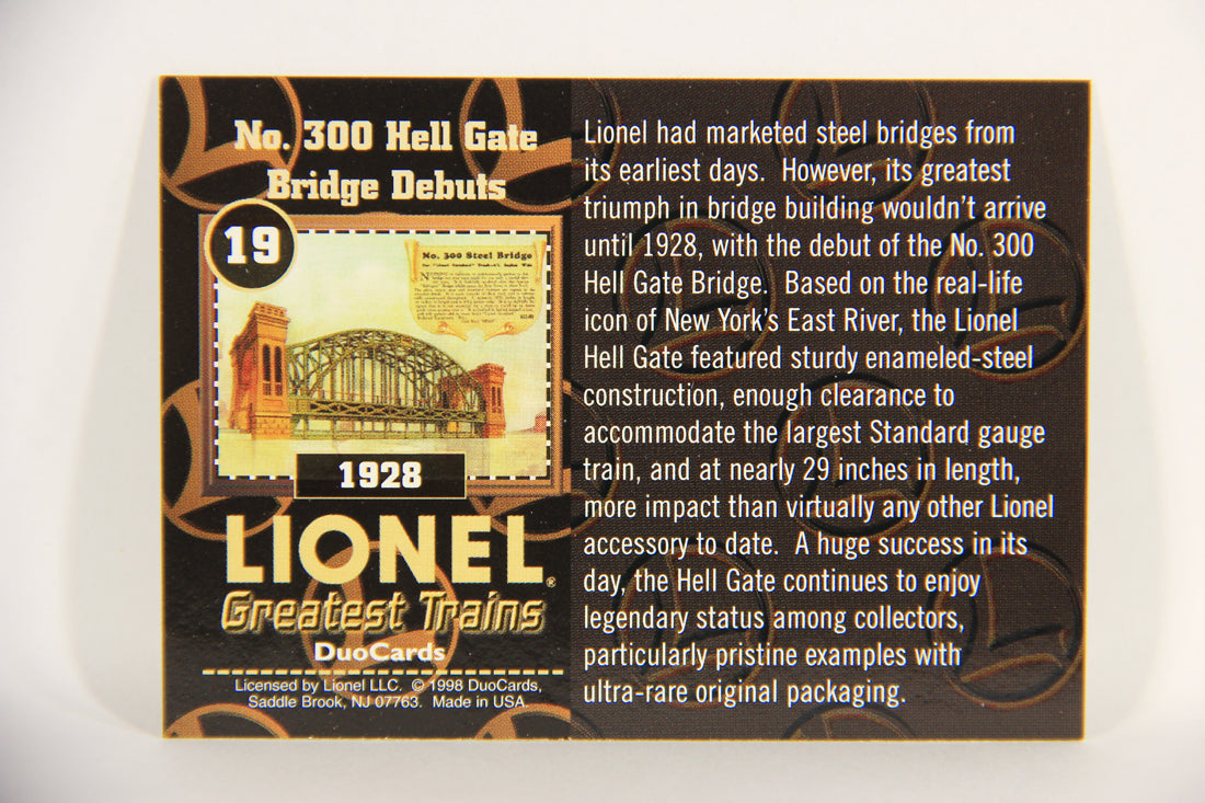 Lionel Greatest Trains 1998 Card #19 - 1928 No. 300 Hell Gate Bridge Debuts ENG L018626