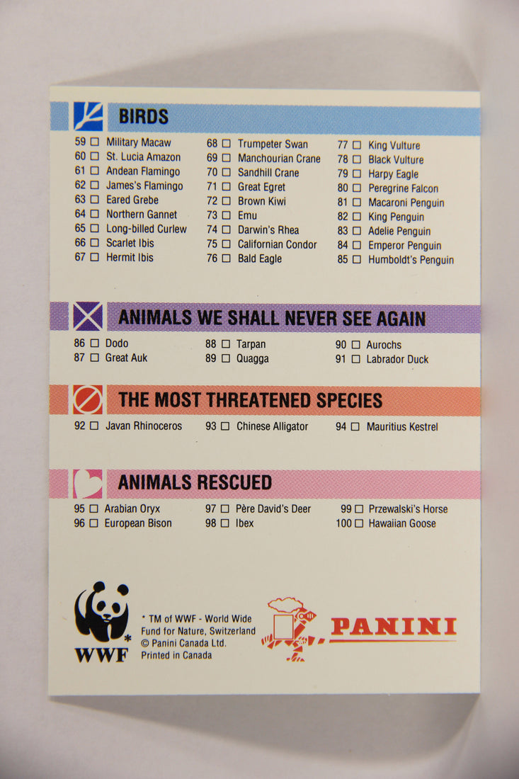 Wildlife In Danger WWF 1992 Trading Card Checklist ENG L018672
