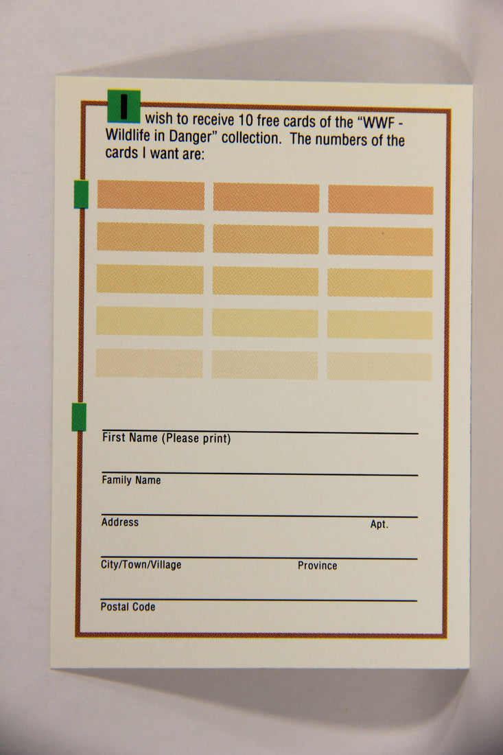 Wildlife In Danger WWF 1992 Trading Card - Expired Redemption Card ENG L018673