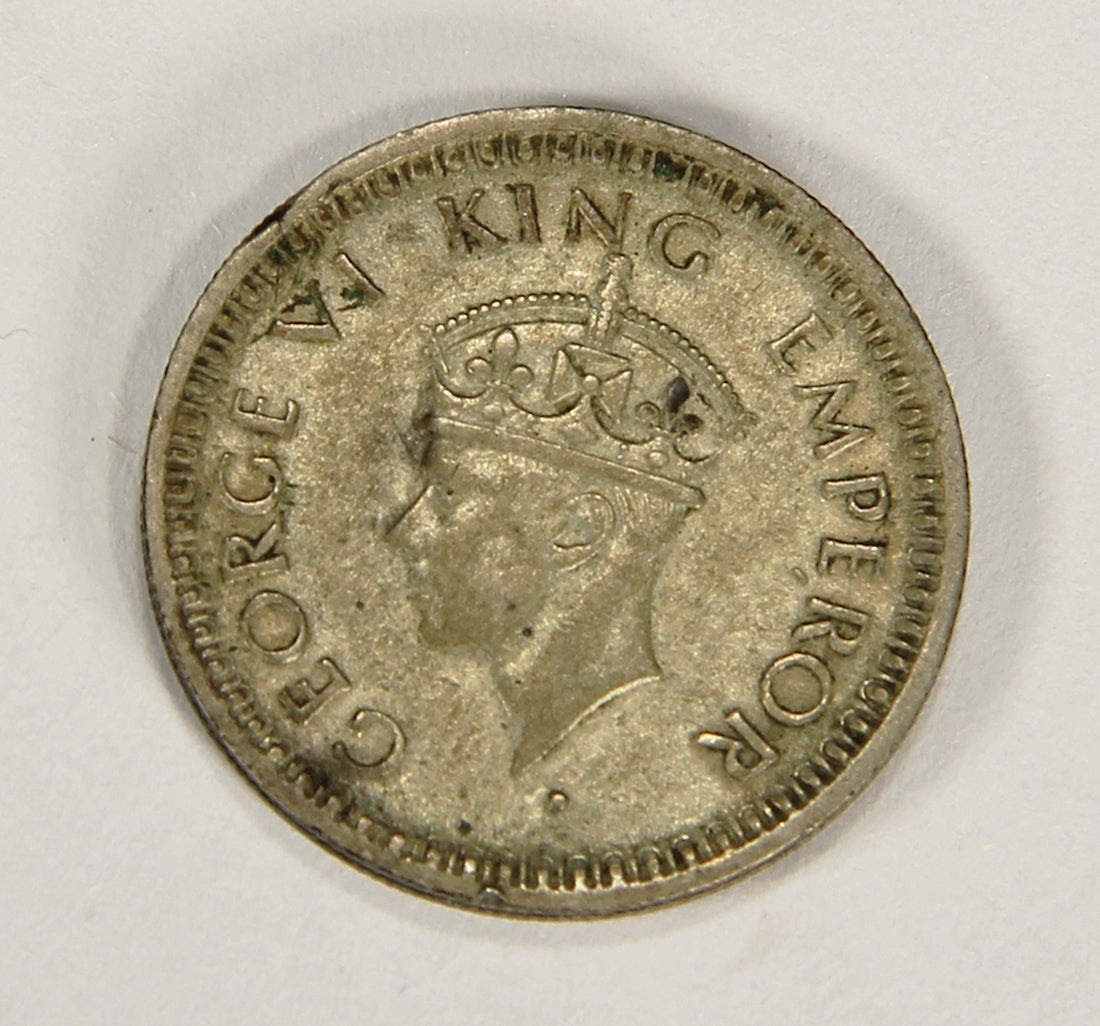 1943 India British 1/4 Rupee King George VI - Mumbai Bombay KM#547 Silver Coin L018685