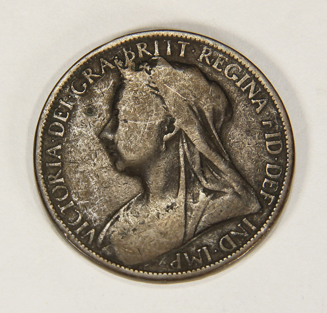 1900 Great Britain One Penny Queen Victoria KM#790 Large Penny Coin L018690