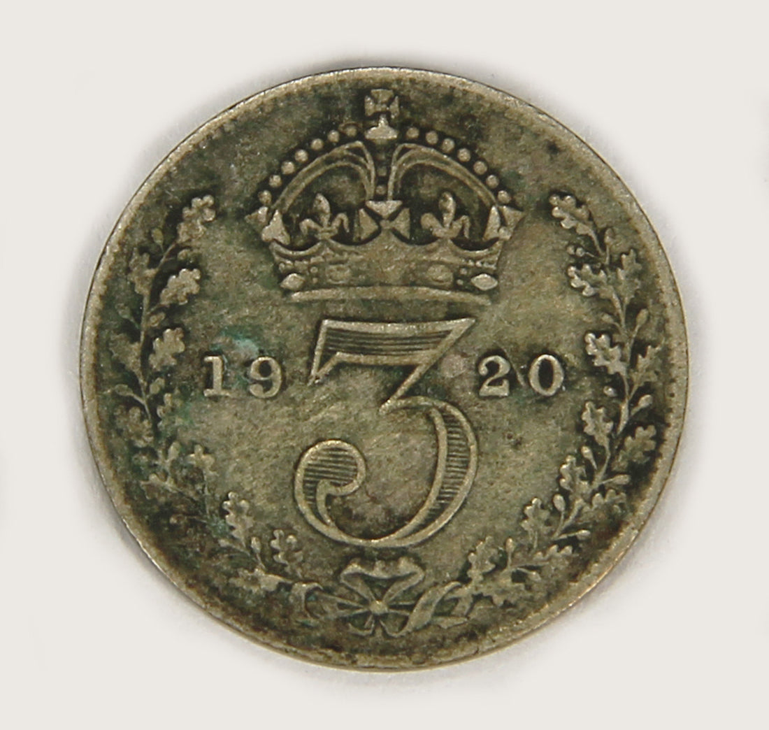 1920 Great Britain 3 Pence George V - Silver Coin .925 Three Pence L018692
