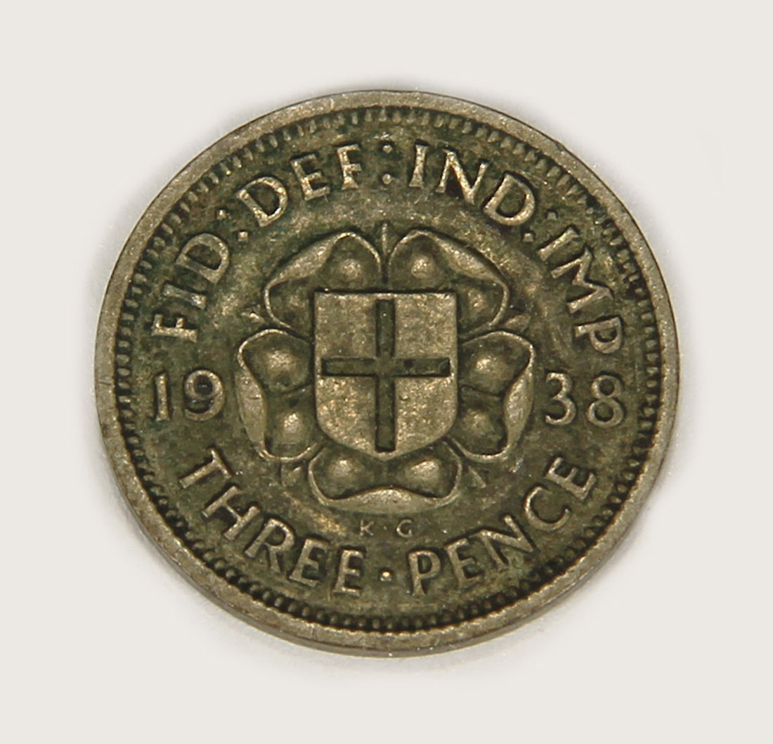 1938 Great Britain 3 Pence George VI - Silver Coin Threepence L018694