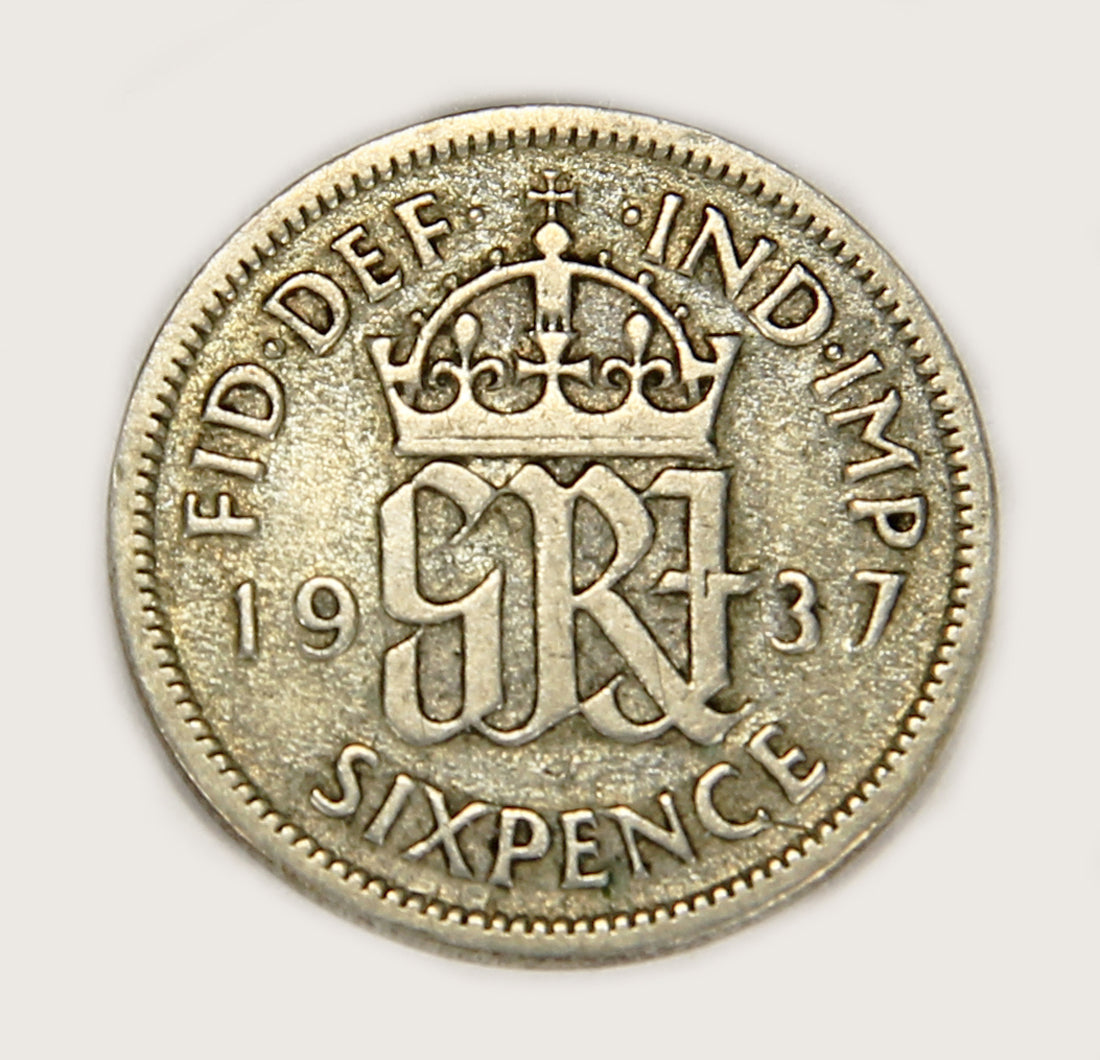 1937 Great Britain 6 Pence George VI - Silver Coin Sixpence L018696