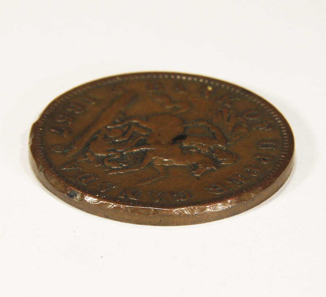 1857 Bank Of Upper Canada 1 Penny Bank Token Coinage KM#Tn3 One Penny PC-6D L018702