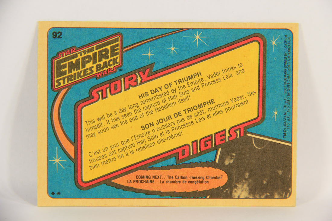 Star Wars The Empire Strikes Back Card #92 His Day Of Triumph FR-ENG OPC L018744
