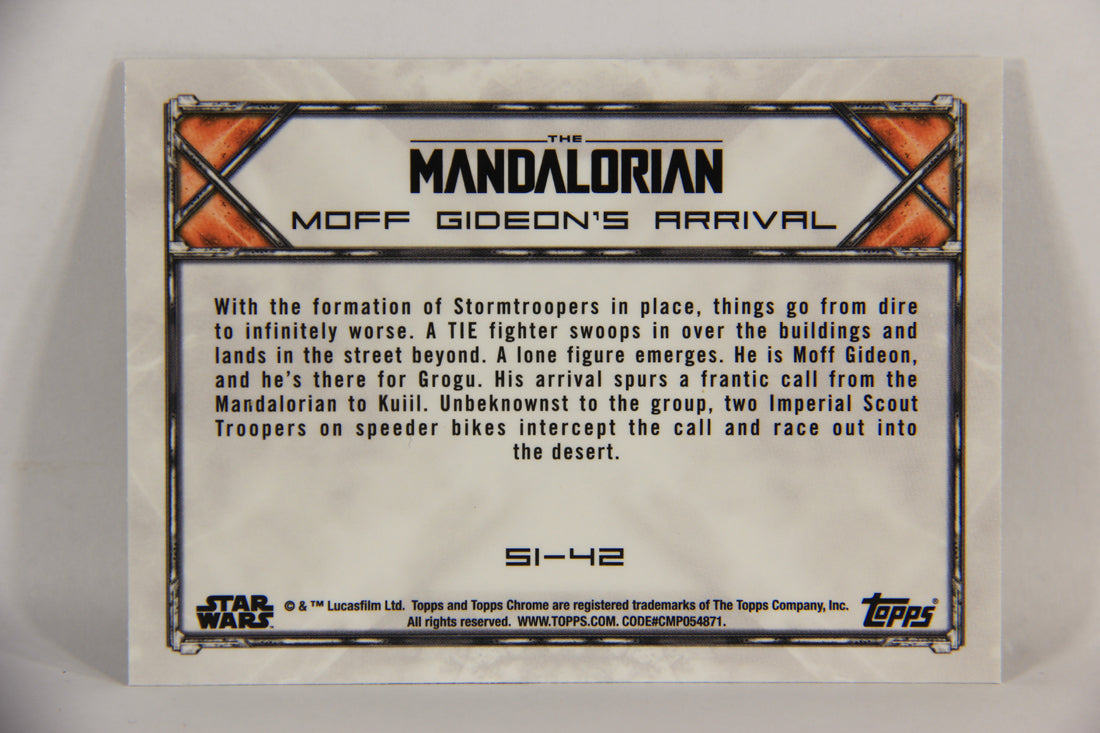 Star Wars 2022 Mandalorian Beskar Card #S1-42 Moff Gideon's Arrival Refractor L018890