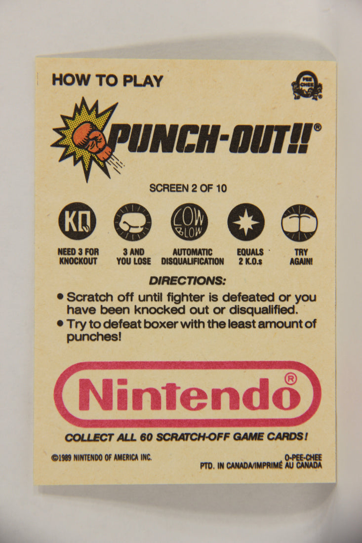 Nintendo Punch-Out 1989 Scratch-Off Card Screen #2 Of 10 ENG L018937