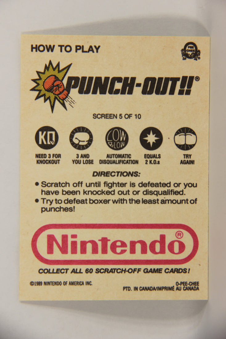 Nintendo Punch-Out 1989 Scratch-Off Card Screen #5 Of 10 ENG L018938