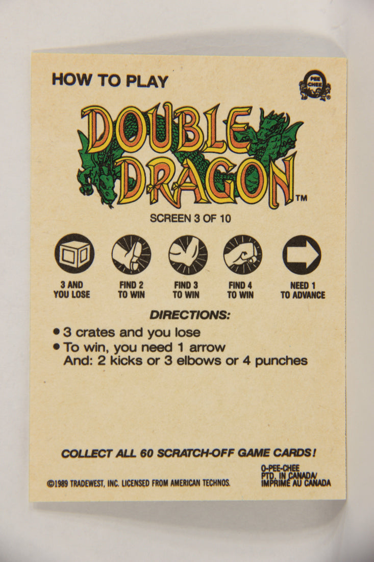 Nintendo Double Dragon 1989 Scratch-Off Card Screen #3 Of 10 ENG L018943