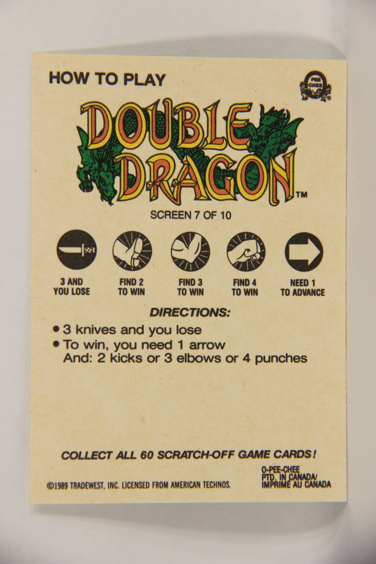 Nintendo Double Dragon 1989 Scratch-Off Card Screen #7 Of 10 ENG L018946