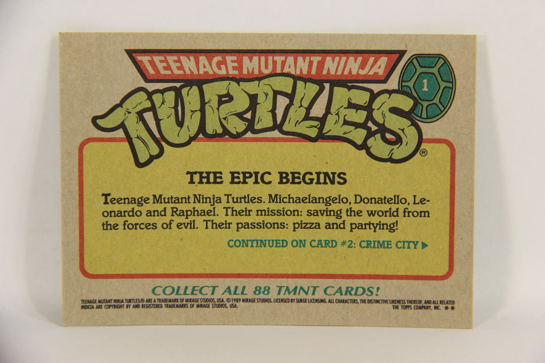 Teenage Mutant Ninja Turtles 1989 Trading Card #1 The Epic Begins ENG L018971