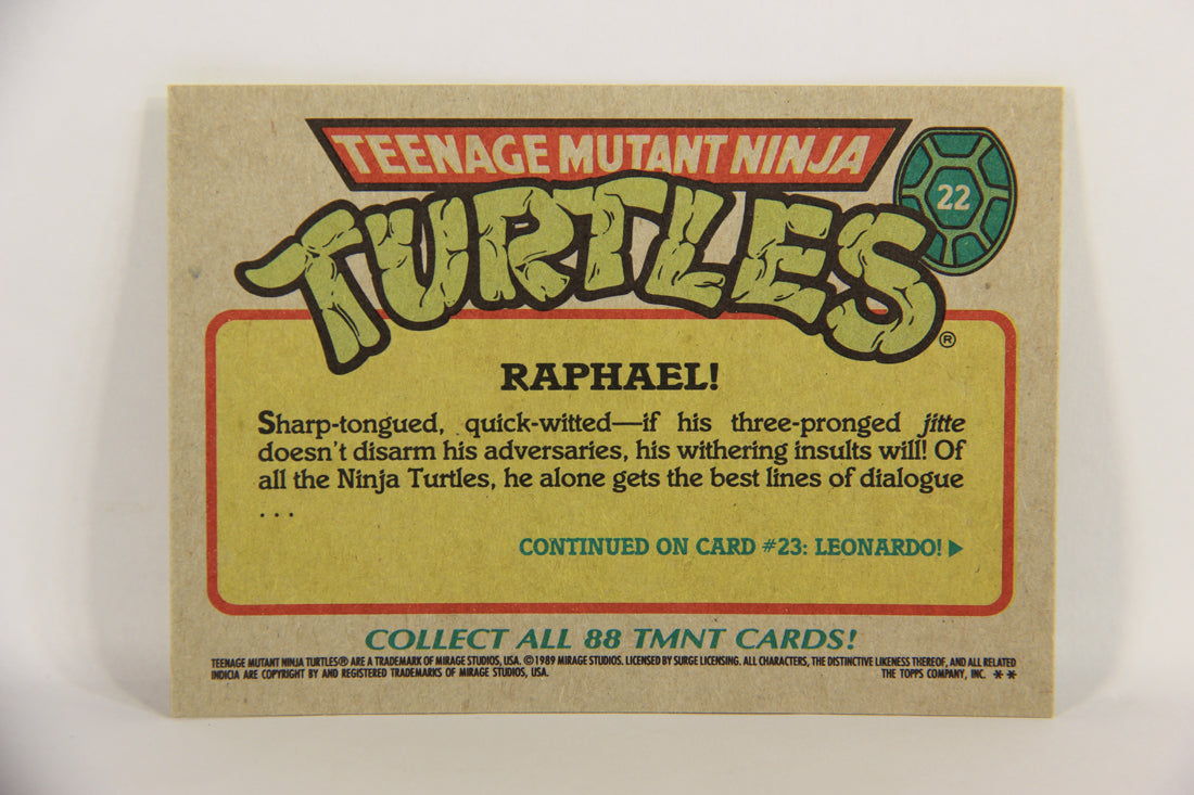 Teenage Mutant Ninja Turtles 1989 Trading Card #22 Raphael ENG L018973