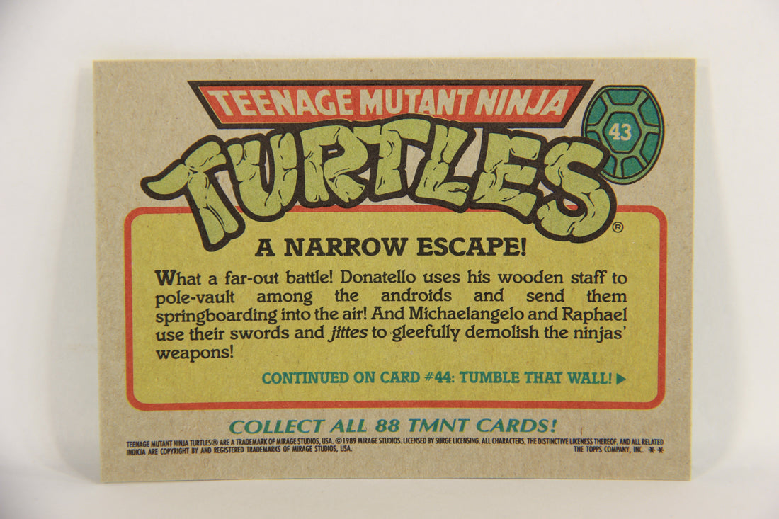 Teenage Mutant Ninja Turtles 1989 Trading Card #43 A Narrow Escape ENG L018979