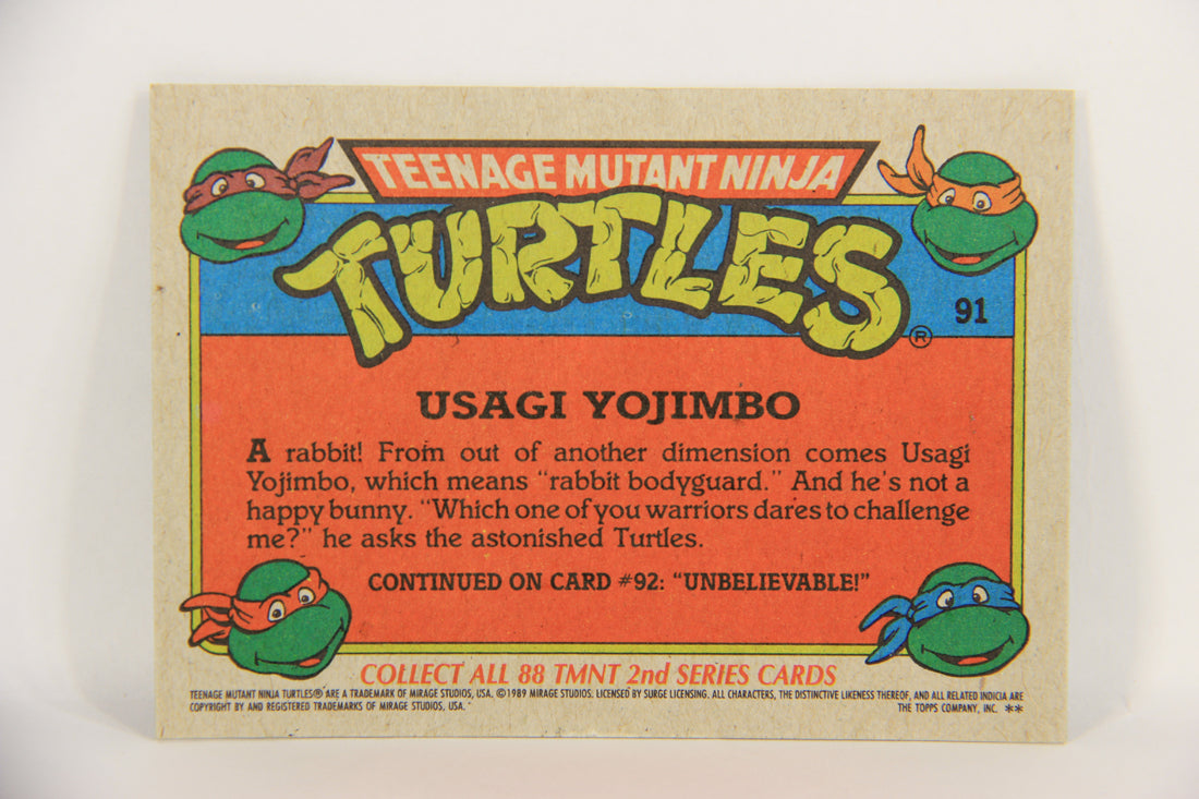 Teenage Mutant Ninja Turtles 2nd Series 1989 Trading Card #91 Usagi Yojimbo L018987