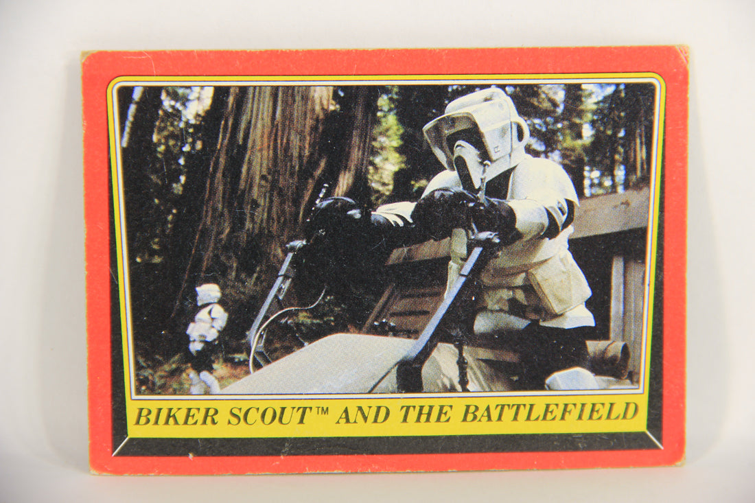Star Wars ROTJ 1983 Trading Card #97 Biker Scout And The Battlefield ENG Topps L018992