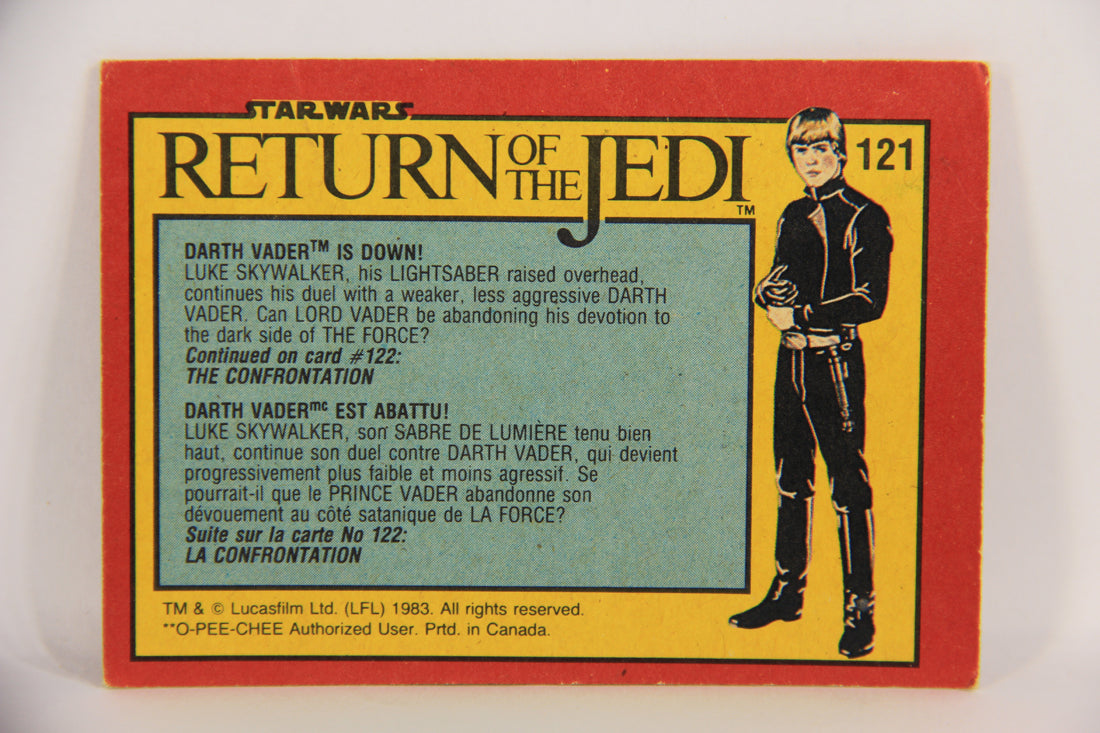 Star Wars ROTJ 1983 Trading Card #121 Darth Vader Is Down FR-ENG Canada L019021