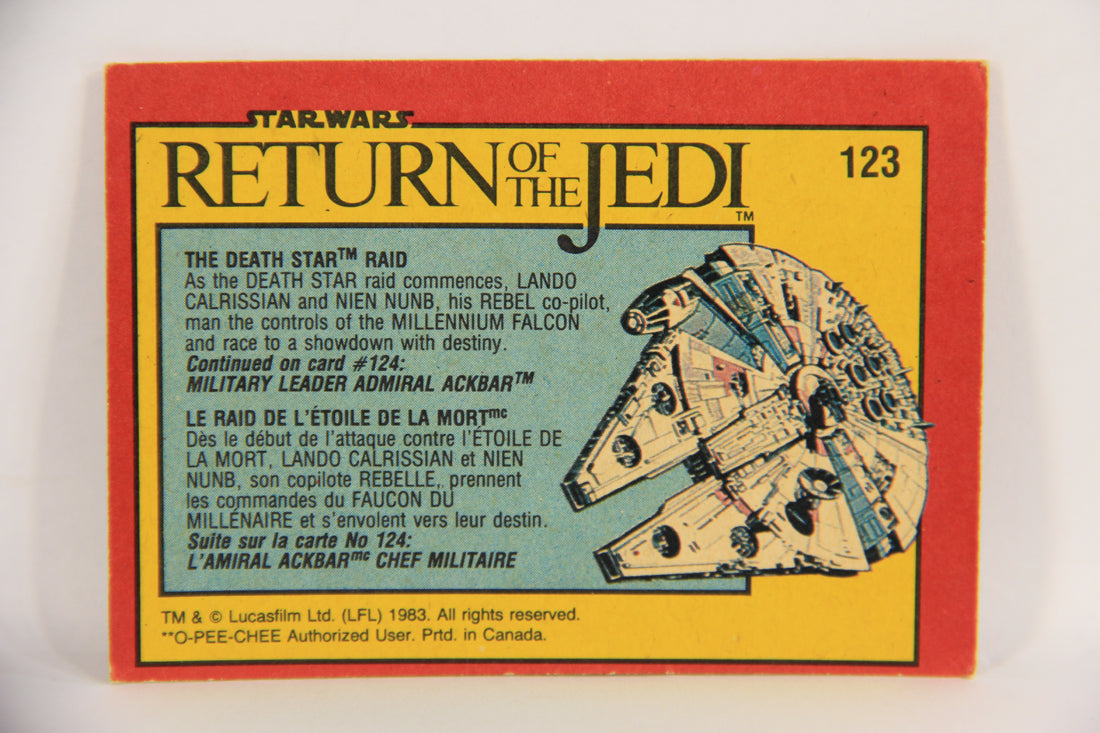 Star Wars ROTJ 1983 Trading Card #123 The Death Star Raid FR-ENG Canada L019022