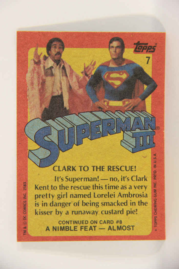 Superman 3 Topps 1983 Trading Card #7 Clark To The Rescue ENG L019072