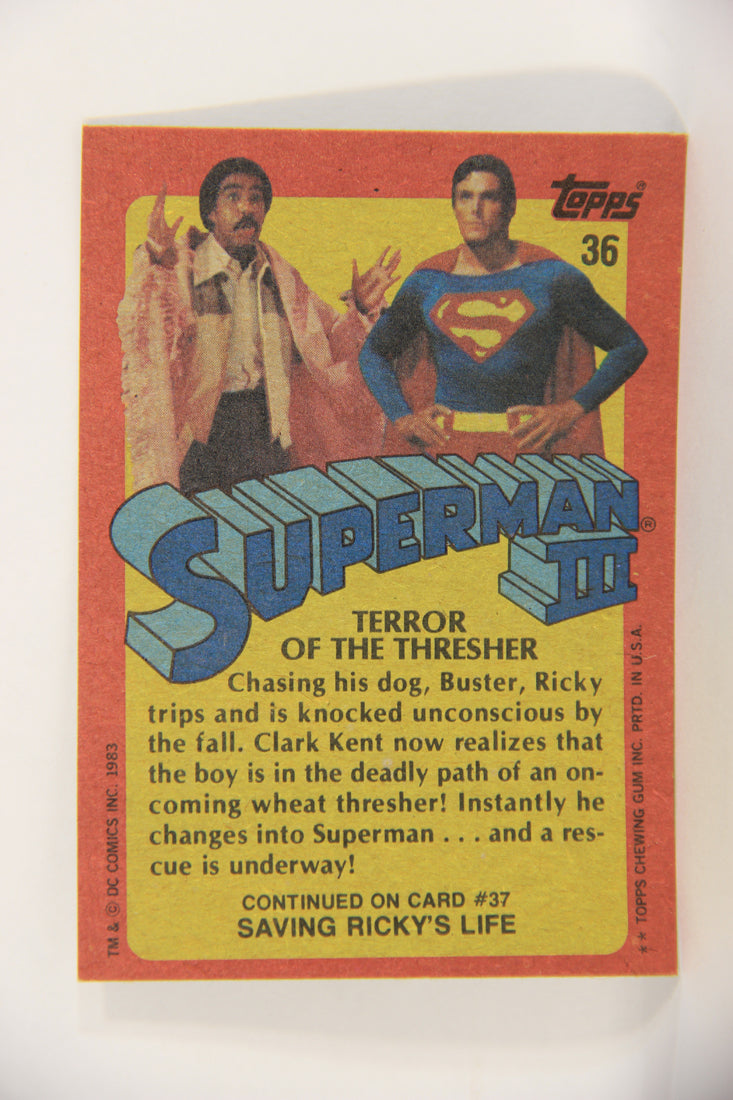 Superman 3 Topps 1983 Trading Card #36 Terror Of The Thresher ENG L019101