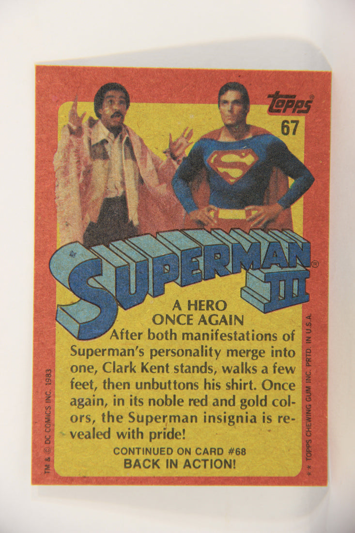Superman 3 Topps 1983 Trading Card #67 A Hero Once Again ENG L019132