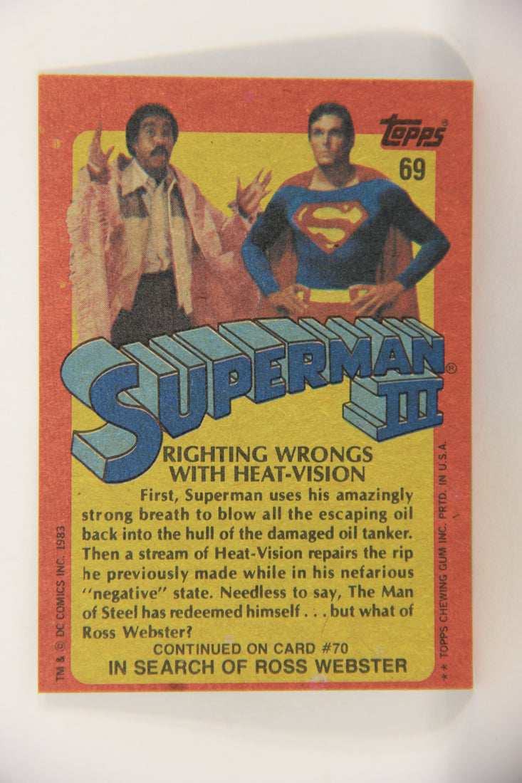 Superman 3 Topps 1983 Trading Card #69 Righting Wrongs With Heat-Vision ENG L019134