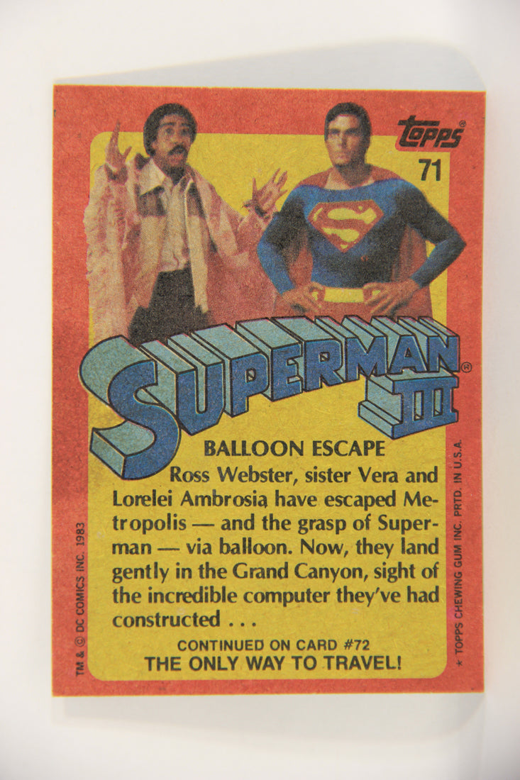Superman 3 Topps 1983 Trading Card #71 Balloon Escape ENG L019136
