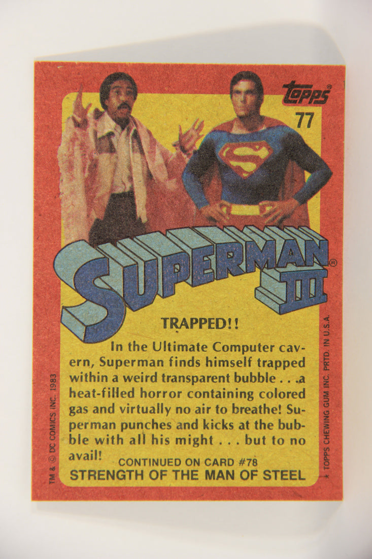 Superman 3 Topps 1983 Trading Card #77 Trapped ENG L019142