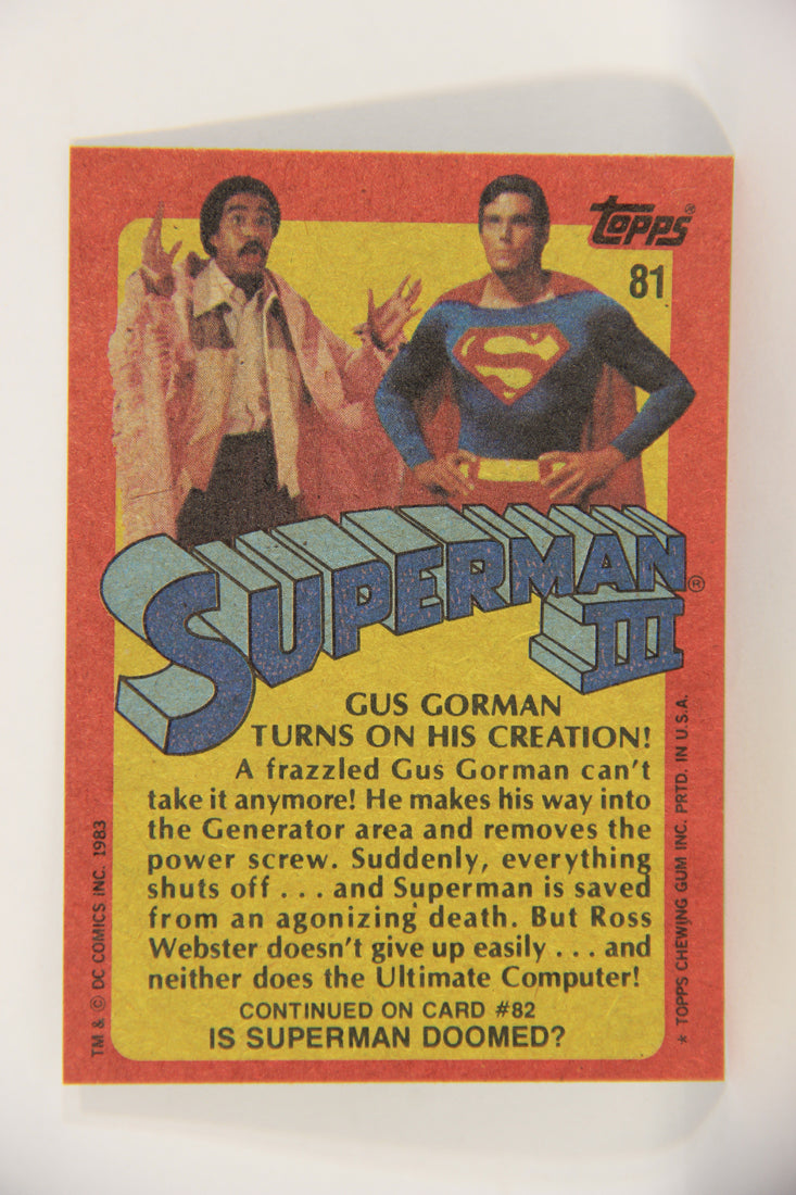 Superman 3 Topps 1983 Trading Card #81 Gus Gorman Turns On His Creation ENG L019146
