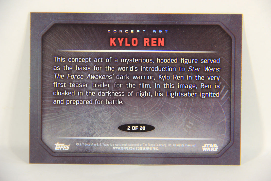 Star Wars The Force Awakens 2015 Card #2 Of 20 Kylo Ren ENG Concept Art L019299
