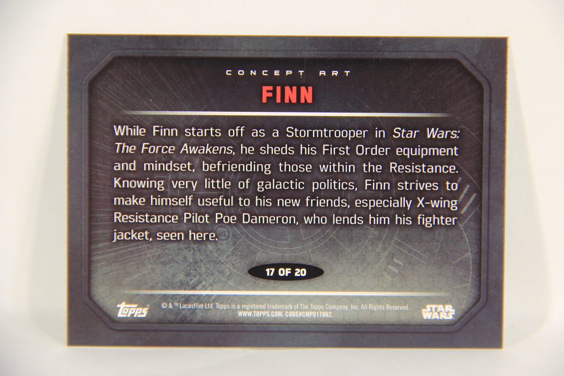 Star Wars The Force Awakens 2015 Trading Card #17 Of 20 Finn ENG Concept Art L019302