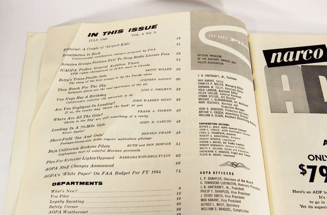 AOPA Pilot Magazine July 1963 Vol. 6 No. 8 ENG Vintage ACIDIC ODOR L019454