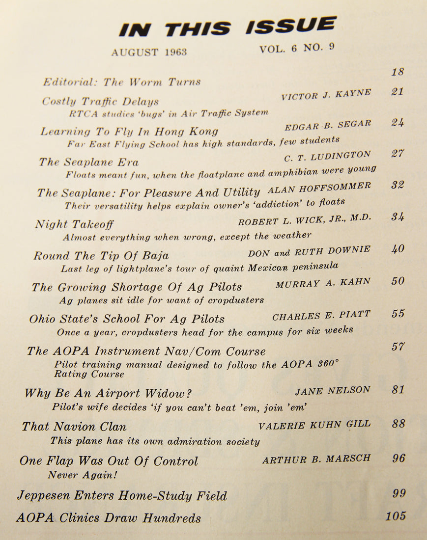 AOPA Pilot Magazine August 1963 Vol. 6 No. 9 ENG Vintage ACIDIC ODOR L019455