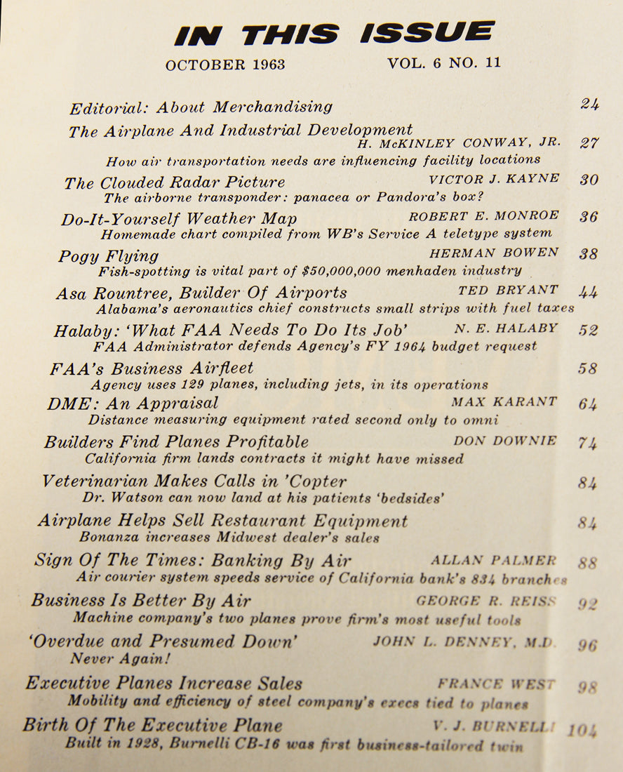 AOPA Pilot Magazine October 1963 Vol. 6 No. 11 ENG Vintage ACIDIC ODOR L019456