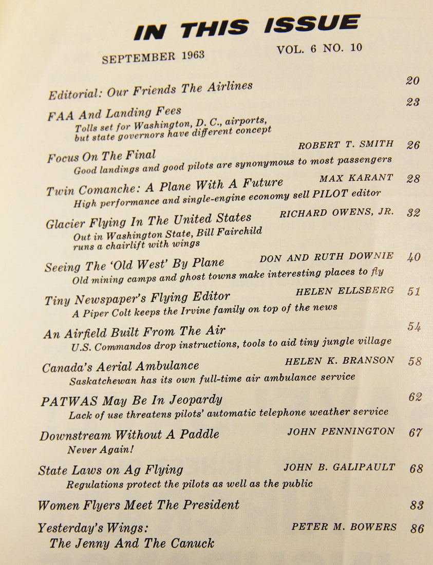 AOPA Pilot Magazine September 1963 Vol. 6 No. 10 ENG Vintage ACIDIC ODOR L019457